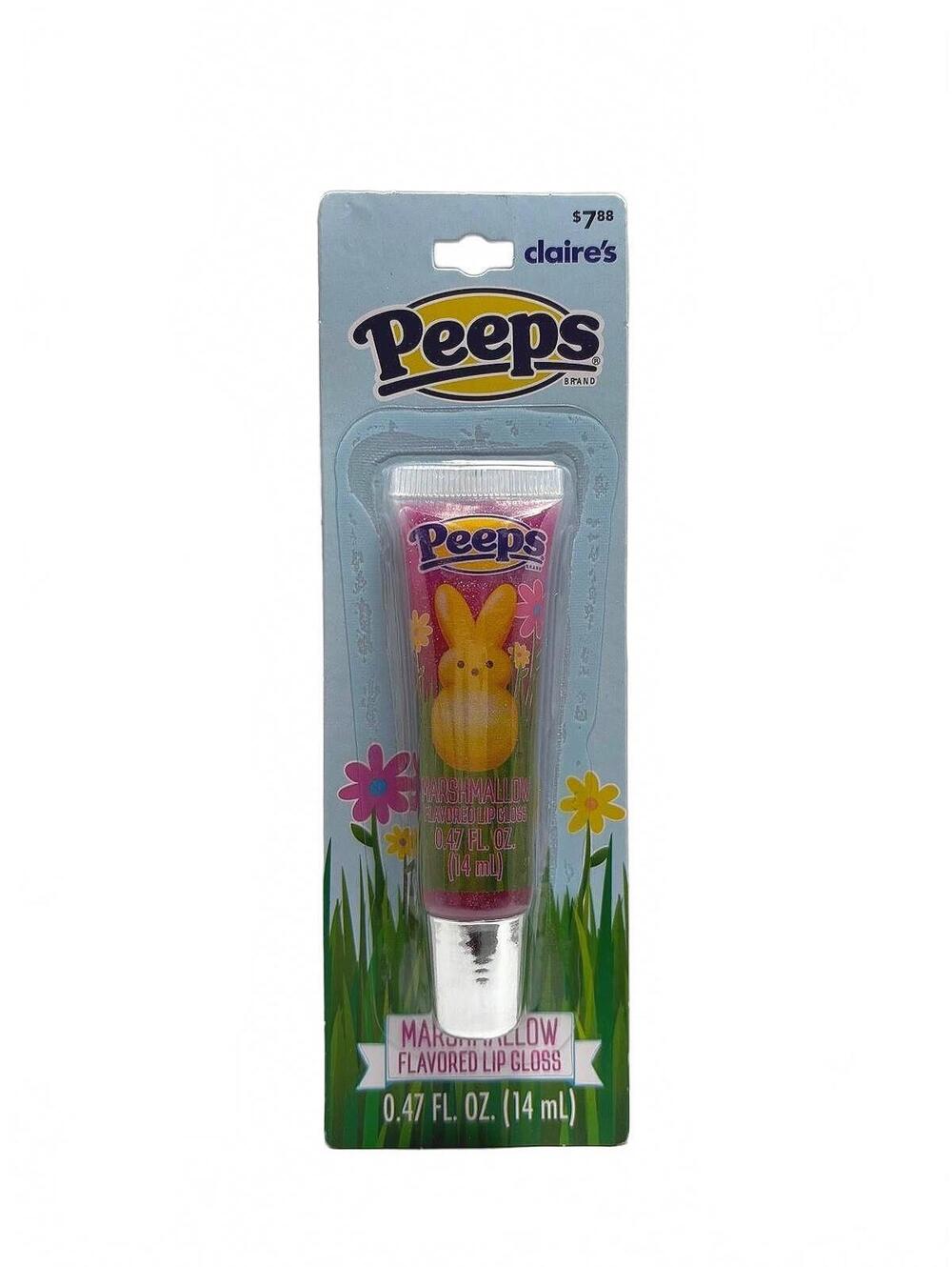 Peeps Marshmallow Flavored Pink Lip Gloss Tube Glitter .47 fl oz New
